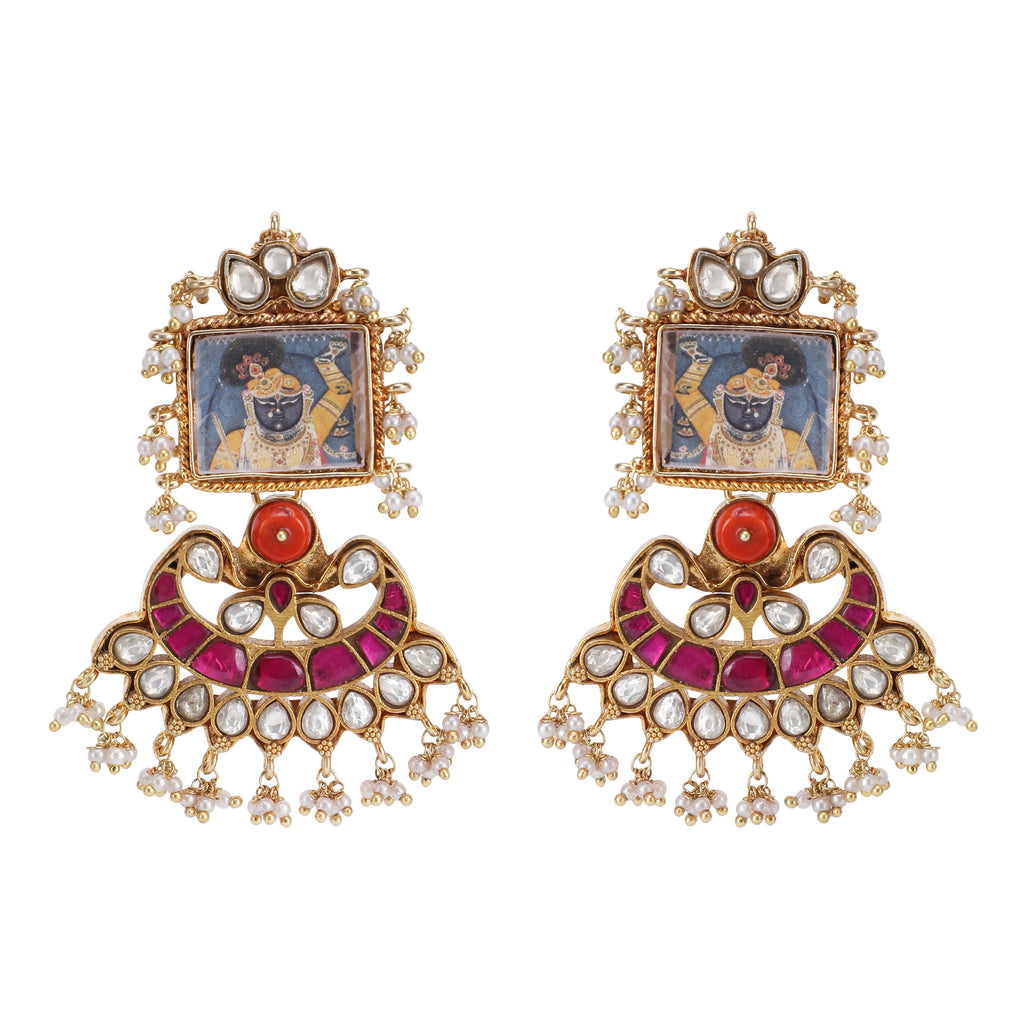 Pichwai Srinath Ji 22k Gold Plated Necklace Set