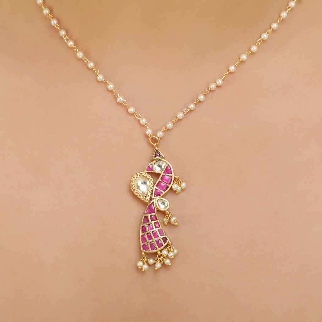 SANKRANTI KUNDAN PINK PENDANT SET
