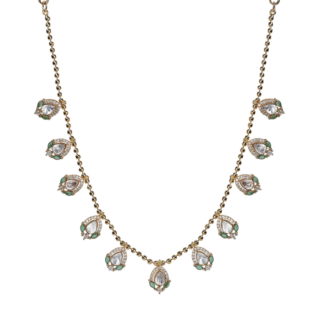 Gemstone Chain Patti 22k Gold Plated Pendant Set