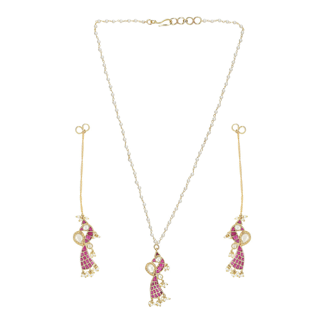 SANKRANTI KUNDAN PINK PENDANT SET