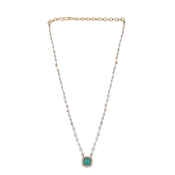 Sparsh 22k Gold Plated Fresh Water Pearl, Green Onyx Pendant