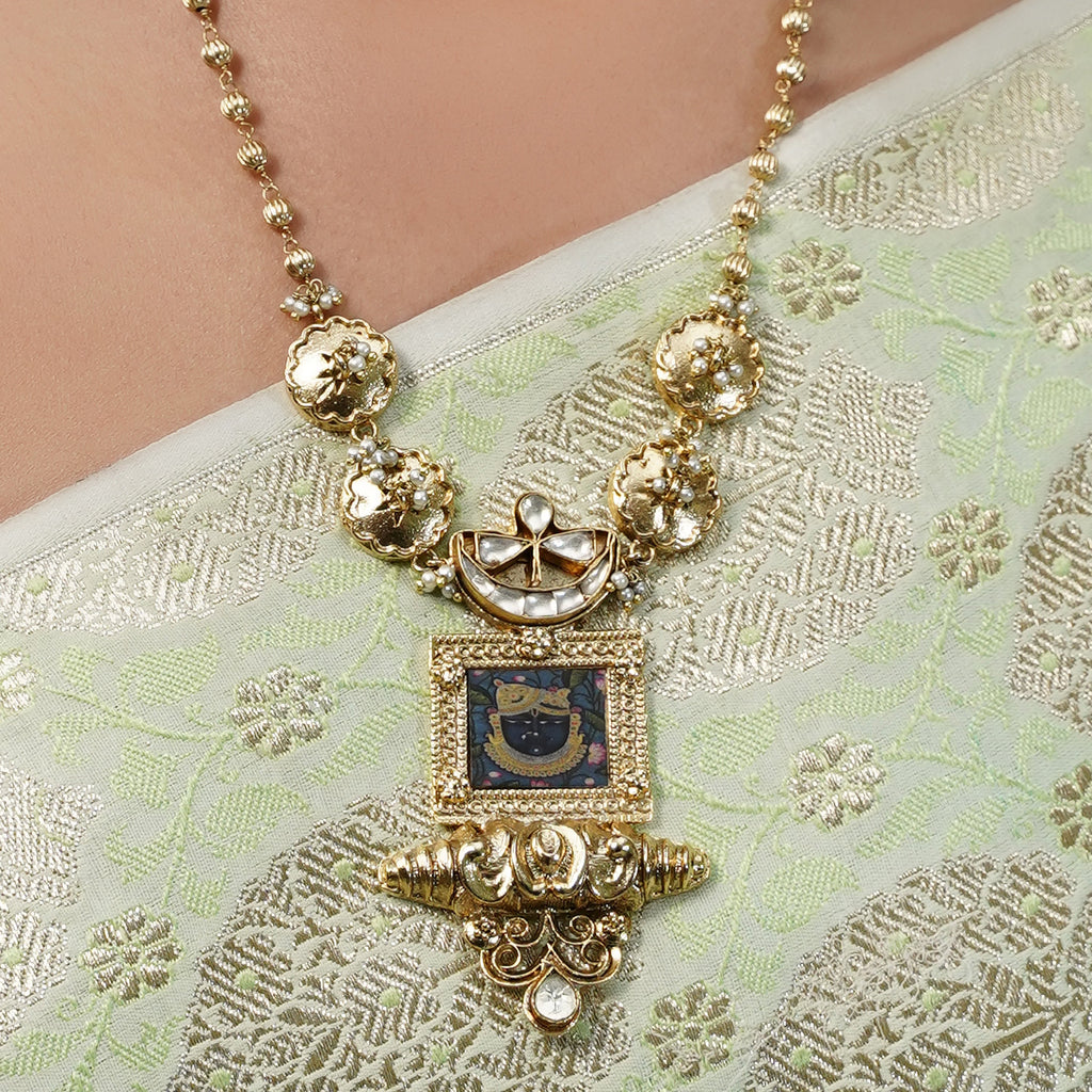 Pichwai Nath Ji 22k Gold Plated Necklace