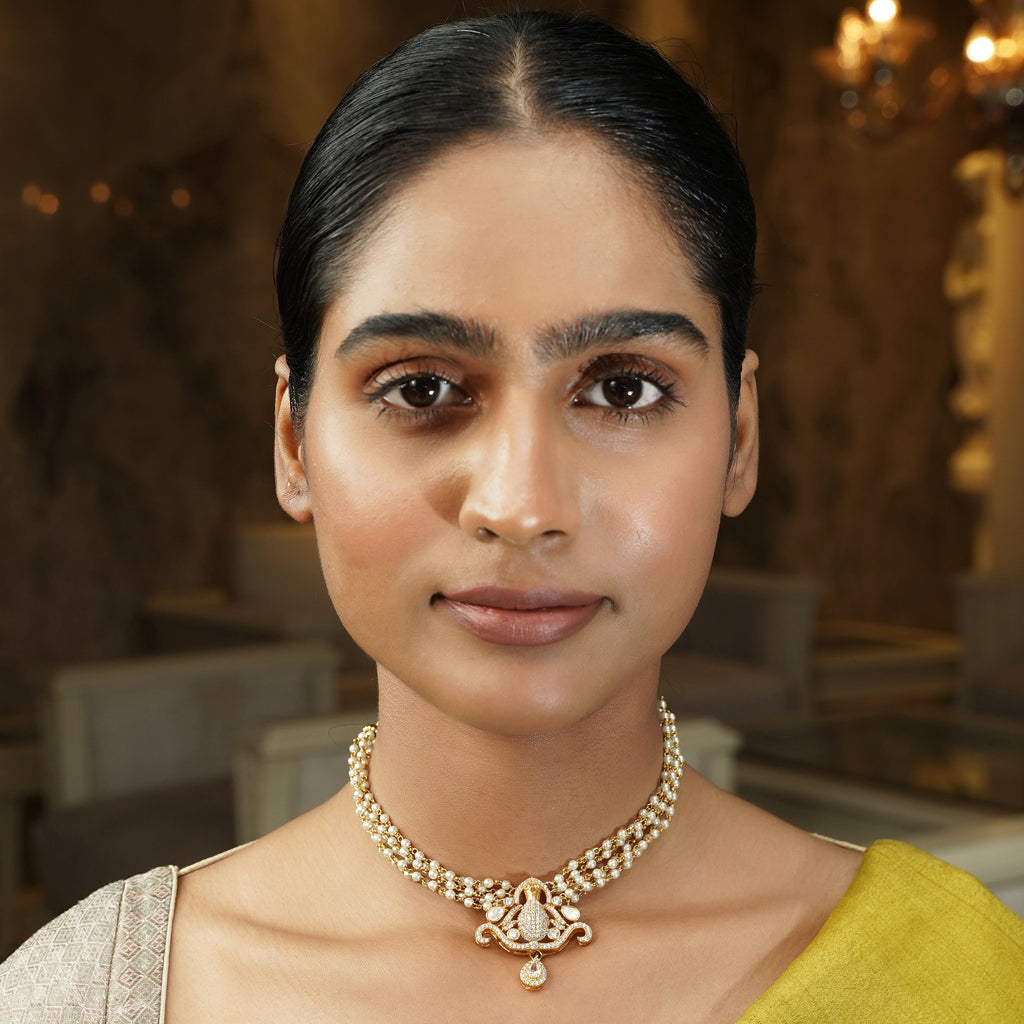 Gemstone Hemani 22k Gold Plated Choker
