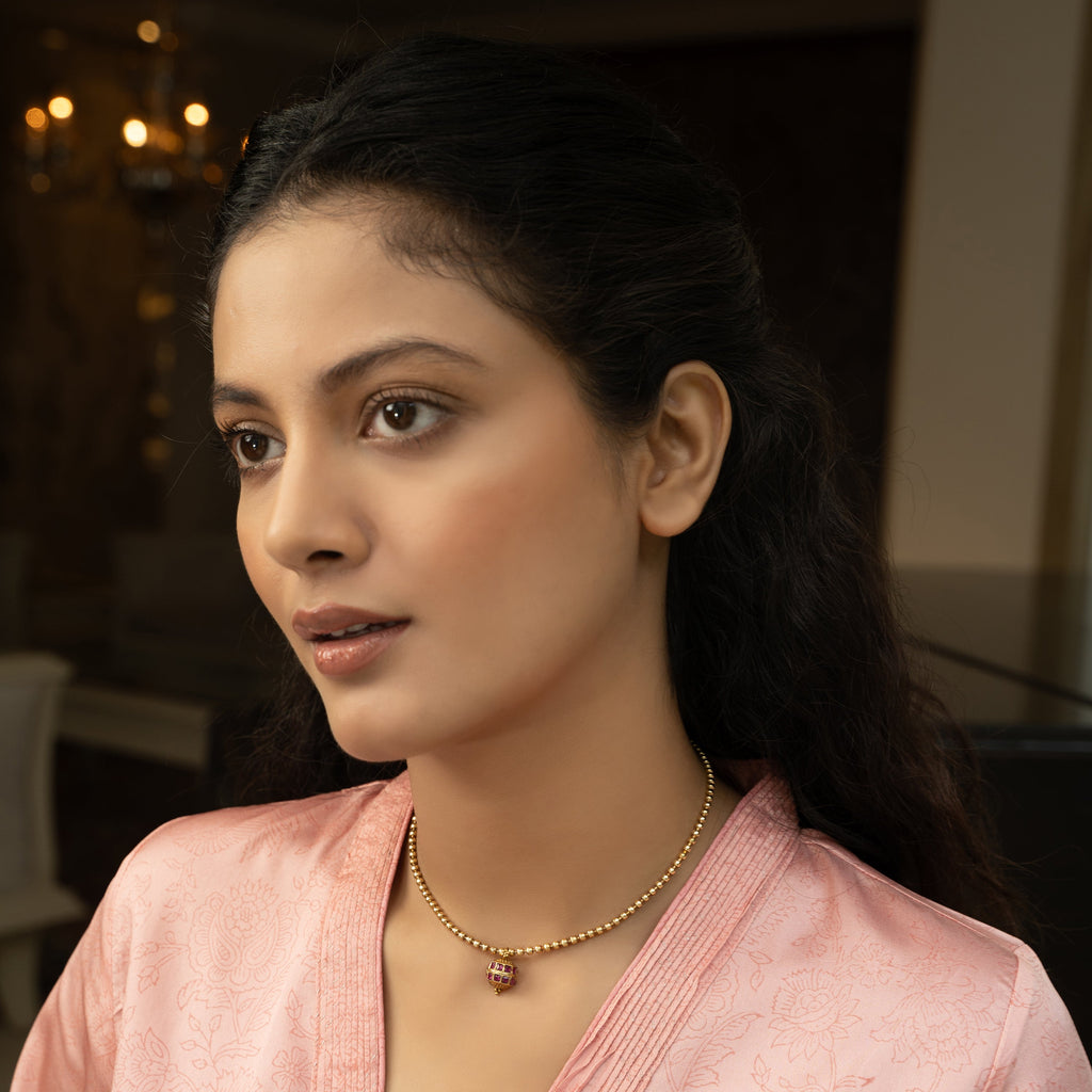 Sparsh 22k Gold Plated Ruby Exclusives Pendant