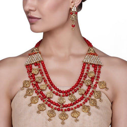 KUNDAN CORAL LAKSHMI SET