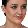 GOLD PLATED SARGAM WHITE KUNDAN NOSE PIN