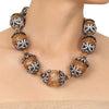 Gold & Silver Plated Mishran Carved Ball Necklace Set