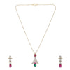 Gemstone Harisha 22k Gold Plated Pendant Set
