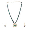 Gemstone Green Onyx 22k Gold Plated Pendant Set
