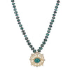 Gemstone Green Onyx 22k Gold Plated Pendant Set