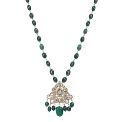 Gemstone Hiranya 22k Gold Plated Pendant Set