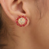 Ruhani Red Flower Earring Stud