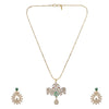 Gemstone Kalindi 22k Gold Plated Pendant Set