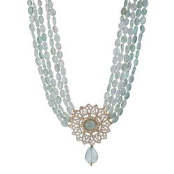 Gemstone Jhalak 22k Gold Plated Pendant Set