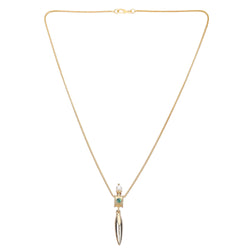 Sparsh 22k Gold Plated Fresh Water Pearl, Green Onyx Pendant