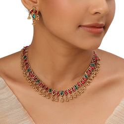 22k Gold Plated Kanchan Kundanika Necklace Set