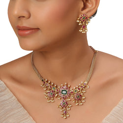 22k Gold Plated Kanchan Sharada Necklace Set