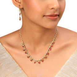 22k Gold Plated Gulabi Bhavika Necklace Set