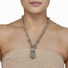 Silver Ghunghroo Green Onyx Pendant