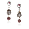 STUDDED RUBY TEARDROP EARRINGS