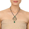 Gold & Silver Plated Mishran Marcasite Kundan Crescent Pendant Necklace