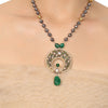 Gold & Silver Plated Mishran Marcasite Kundan Crescent Pendant Necklace
