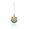 Gold Plated Kundan Green Onyx Tikka