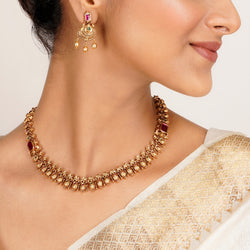 22k Gold Plated Kanaka Trisha Necklace Set