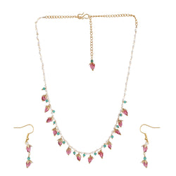 22k Gold Plated Gulabi Bhavika Necklace Set