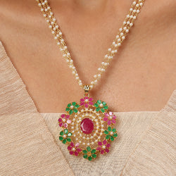 22k Gold Plated Sundari Amrapali Pendant Set