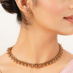 22k Gold Plated Sunheri Mrinal Necklace Set