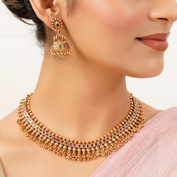22k Gold Plated Sunheri Aarohi Necklace Set