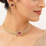 22k Gold Plated Gulnaar Ratan Necklace Set