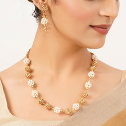 22k Gold Plated Sunheri Kamal Necklace Set