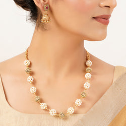 22k Gold Plated Sunheri Pushpa Necklace Set
