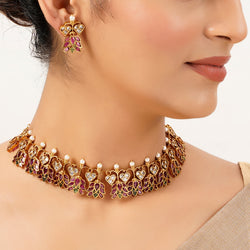 22k Gold Plated Sunheri Riwaaz Necklace Set
