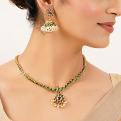 22k Gold Plated Sunheri Panna Necklace Set