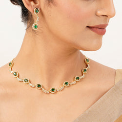 22k Gold Plated Gulnaar Panna Necklace Set