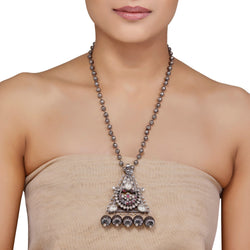 Kundan Silver Ghungroo Pendant