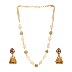 22k Gold Plated Sunheri Pushpa Necklace Set