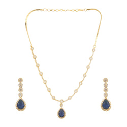 22k Gold Plated Gulnaar Neelam Necklace Set