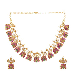 22k Gold Plated Sunheri Riwaaz Necklace Set