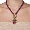 STUDDED CITRINE RUBY DROP NECKLACE