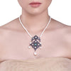 STUDDED BLUE IOLITE SQUARE NECKLACE