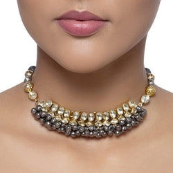 OXIDIZED KUNDAN GHUNGROO NECKLACE