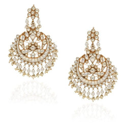 KUNDAN PEARL CHAND EARRINGS