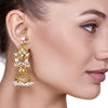 SQUARE KUNDAN GOLDEN EARRING