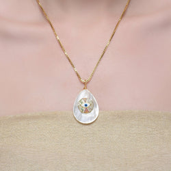 Grishma Gold Plated Evil Eye MOP Pendant Chain