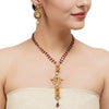 Gold Plated Sampurna Kundan Ruby Necktie Set