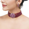 Silver Plated Sampurna Zircon Ruby Flower Choker Set